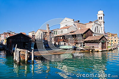 Gondola boatyard in Venice Stock Photo
