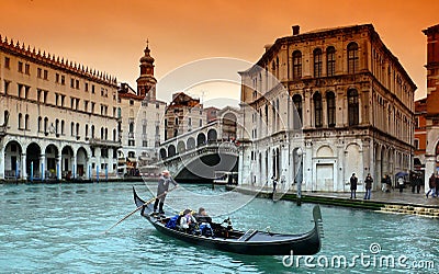 Gondola on Canal Grande Editorial Stock Photo