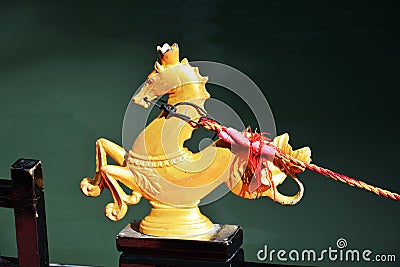 Gondola and golden horse, Venice, Italy Stock Photo