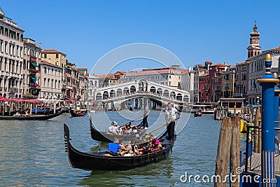 Gondola Pair in Venice, Italy Editorial Stock Photo