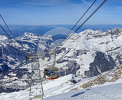 A gondola of the Rotair cable car on Mt. Titlis Editorial Stock Photo