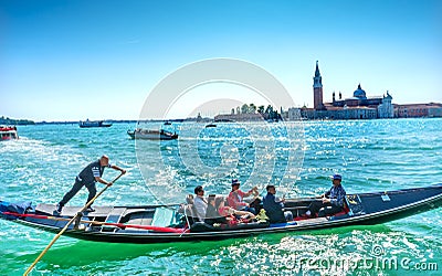 Gondola Tourists San Giorgio Maggiore Church Grand Canal Boats V Editorial Stock Photo