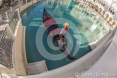 gondola at The Venetian Resort Hotel and Casino Editorial Stock Photo