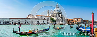 Gondolas on Canal Grande with Basilica di Santa Maria, Venice, Italy Editorial Stock Photo