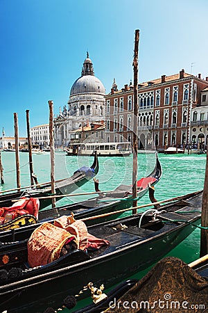 Gondolas in Grand Canal in Venice, Italy. Editorial Stock Photo