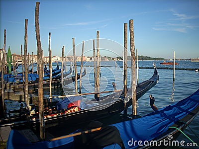 Gondolas in the harbor Stock Photo