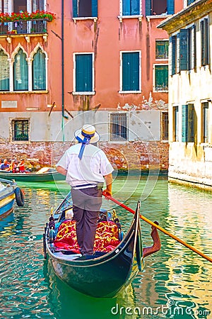 Gondolier in Venice Stock Photo