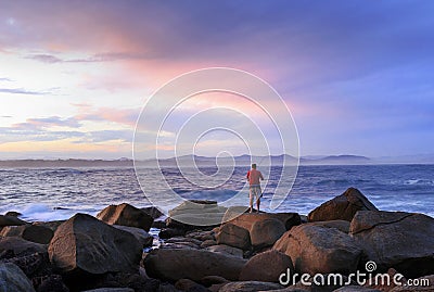 Gone fishing alone at the ocean Stock Photo