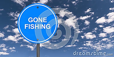 Gone fishing traffic sign Stock Photo