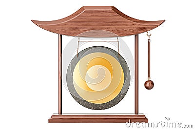 Gong hanging in a frame, 3D rendering Stock Photo