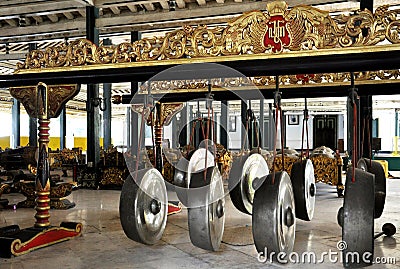 Gong is a traditional Javanese gamelan musical instrument. Stock Photo