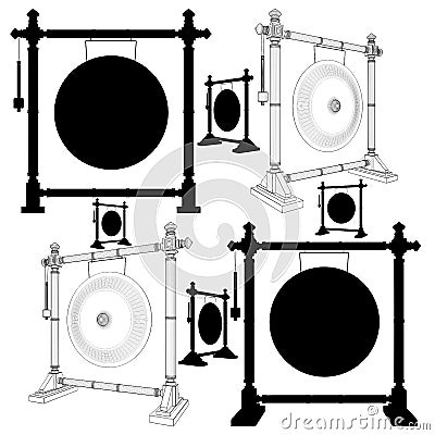 Gong Vector. Percussion Instrument Isolated Illustration On White Background. Vector Illustration