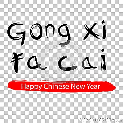 Gong Xi Fa Cai / Imlek, Chinese New Year Greeting at Red Big Marker Streak at Transparent Effect Background Vector Illustration