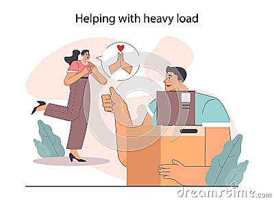 Good action or deed. Concept of support and kindness sharing in family Vector Illustration