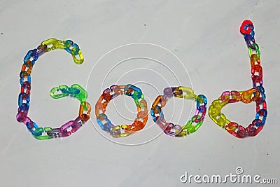 Good Alphabet, Created by Colorful Plastic Chain Stock Photo