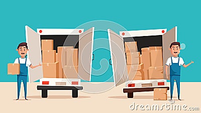 Good and bad workers in uniform. Transport company Vector Illustration