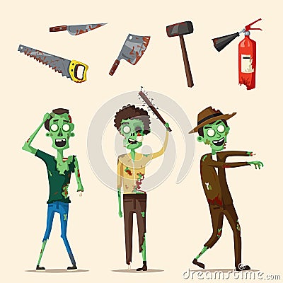 Good and bad zombie character. Cartoon vector illustration Vector Illustration