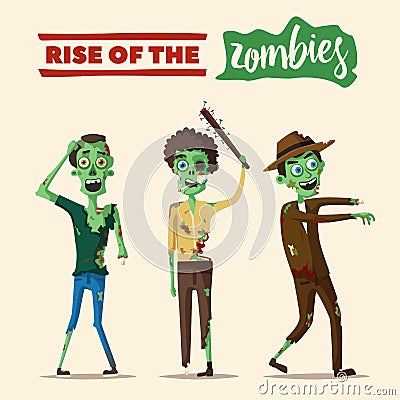 Good and bad zombie character. Cartoon vector illustration Vector Illustration