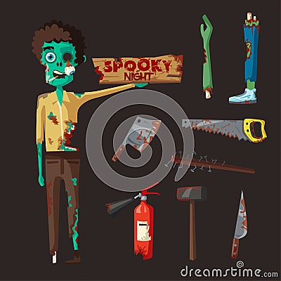 Good and bad zombie character. Cartoon vector illustration Vector Illustration