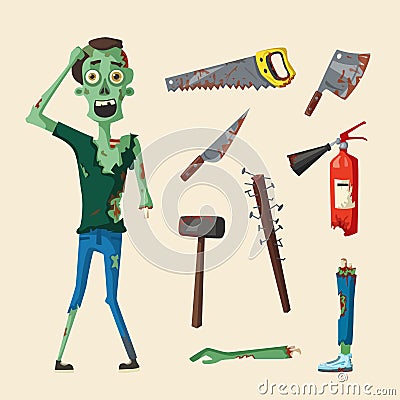 Good and bad zombie character. Cartoon vector illustration Vector Illustration