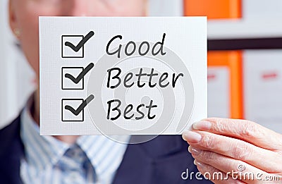 Good, Better, Best - Excellent Service Stock Photo