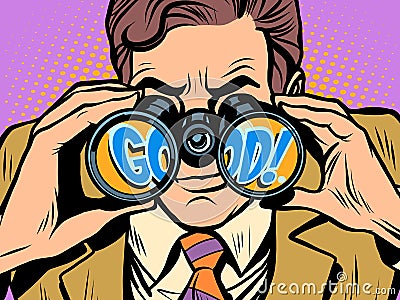 Good Businessman looking through binoculars Vector Illustration