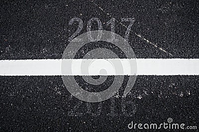 Good bye Old year 2016 and Happy New year 2017 on Asphalt Texture Background Stock Photo