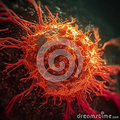 Good cells covered by cancer cells in light orange style Cartoon Illustration