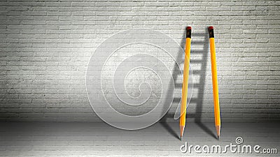 Good Copywriting Concept - Pencils Against Wall Forming Ladder Stock Photo