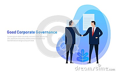 Good Corporate Governance. Business team agree on set of principle and cooperation. Vector Illustration