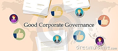 Good Corporate Governance concept. accountable organization transparent management symbol with hands. Vector Illustration