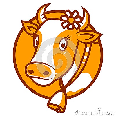 Good cow smiling emblem Vector Illustration