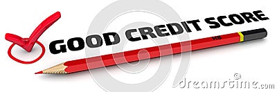 Good credit score. The check mark Stock Photo