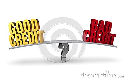 Good Credit Versus Bad Credit Stock Photo