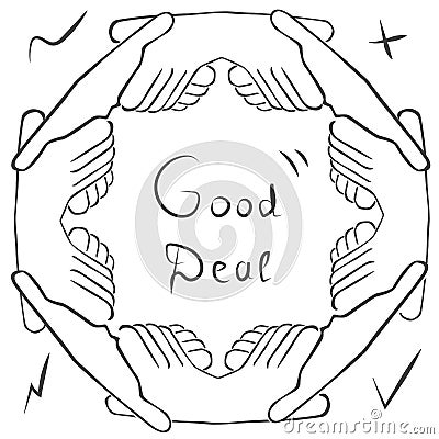 Good deal human handshake circle Cartoon Illustration