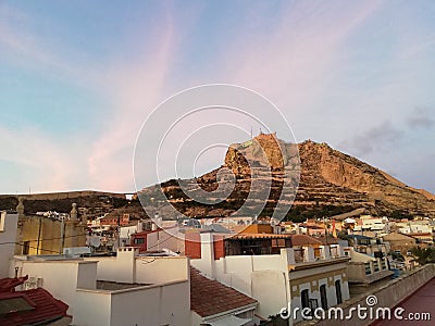 Good evening in Alicante city, Spain Stock Photo