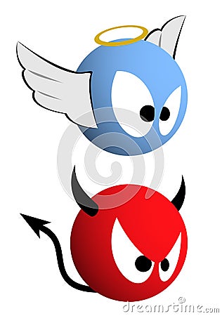 Good and evil emoticons Vector Illustration