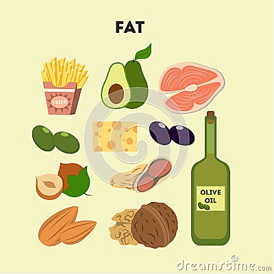 Good fats set. Vector Illustration