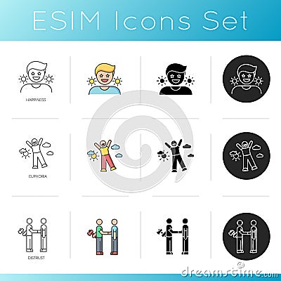 Good feelings and bad qualities icons set Vector Illustration