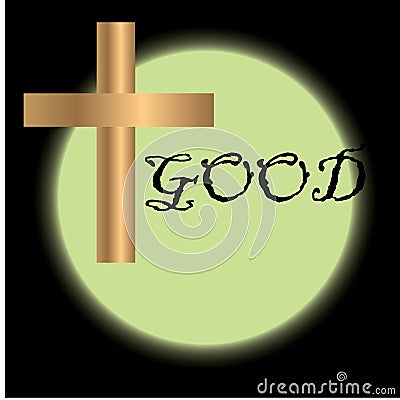 Good Friday illustration for christian religious occasion with cross . Can be used for background, greetings, banners, Cartoon Illustration