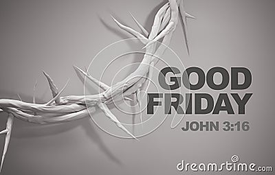 Good Friday John 3:16 Crown of Thorns 3D Rendering Stock Photo