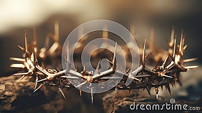 Good Friday, Passion of Jesus Christ. Crown of thorns. Christian holiday of Easter. Crucifixion, resurrection of Jesus Christ. Stock Photo