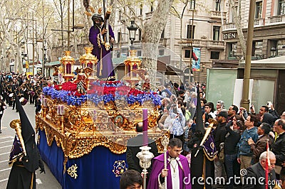 Good Friday Procession in Barcelona, Spain Editorial Stock Photo