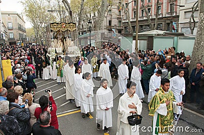 Good Friday Procession in Barcelona, Spain Editorial Stock Photo