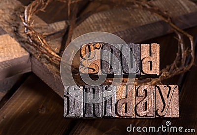 Good Friday Wooden Text Stock Photo