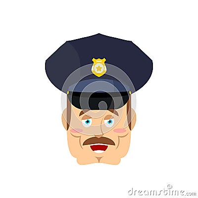 Good friendly cop. happy Policeman. Funny Face Constable. merry Vector Illustration