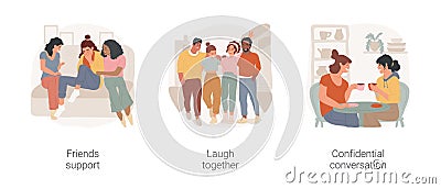 Good friends isolated cartoon vector illustration set. Vector Illustration