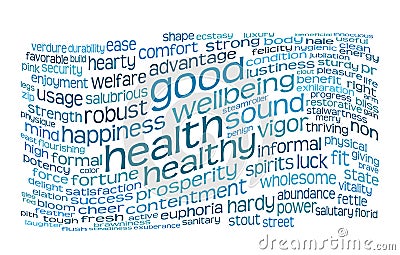 Good health and wellbeing tag cloud Stock Photo