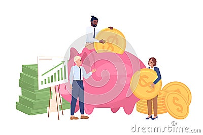 Good investment result semi flat color vector characters Vector Illustration