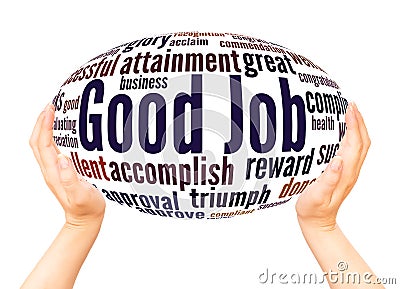 Good Job word cloud hand sphere concept Stock Photo